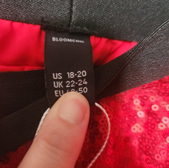 BloomChic Christmas Sequin Patchwork Fuzzy Trim Skirt - Picture 7 of 10